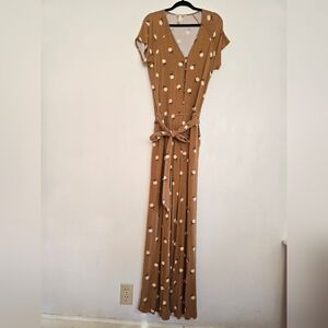 Matilda Jane camel tan marigold floral short sleeve jumpsuit 